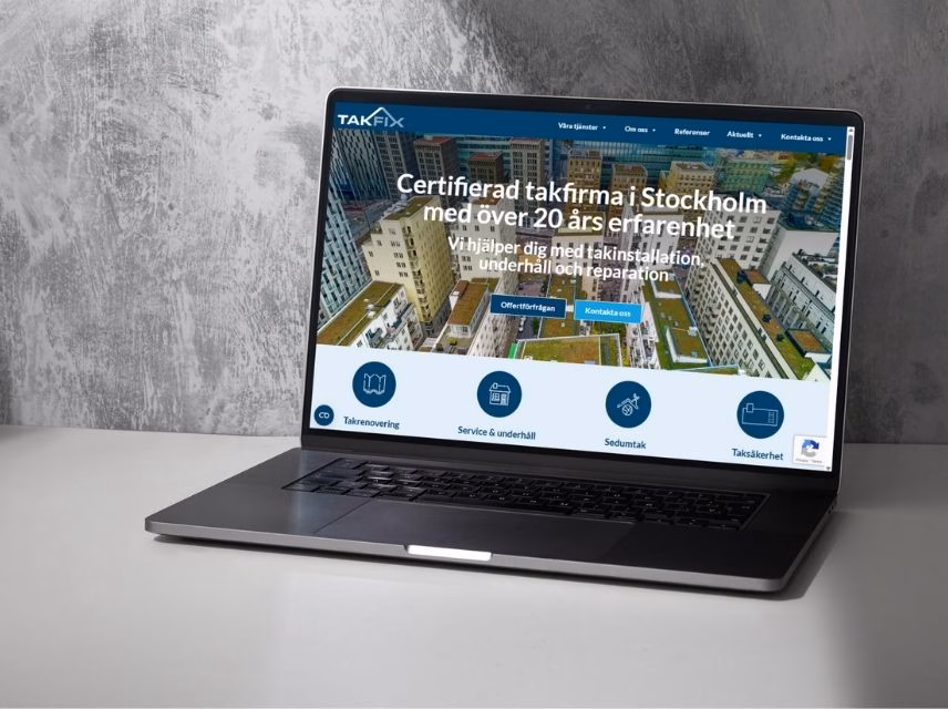 startsida på Takfix webbplats
